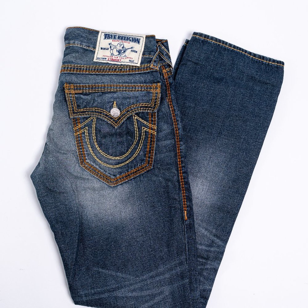 Men's True Religion Blue Denim Straight Jeans 30Wx32L